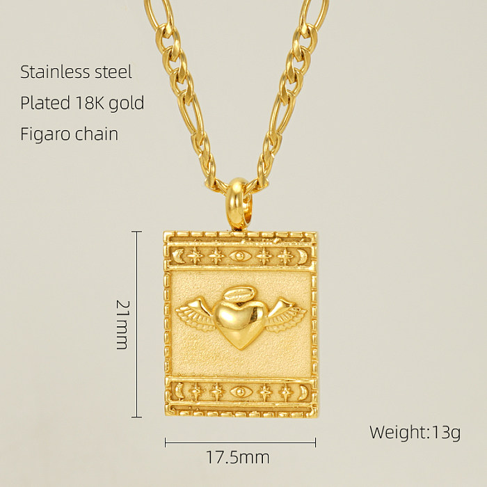 Collar con colgante chapado en oro de 18 quilates con corona en forma de corazón de arcoíris de estilo moderno
