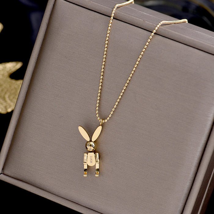 Cute Fashion Rabbit Stainless Steel Plating Pendant Necklace