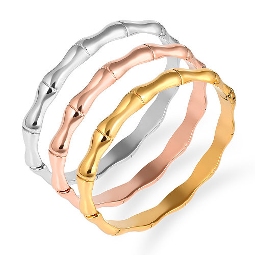 Casual Solid Color Stainless Steel 18K Gold Plated Bangle In Bulk