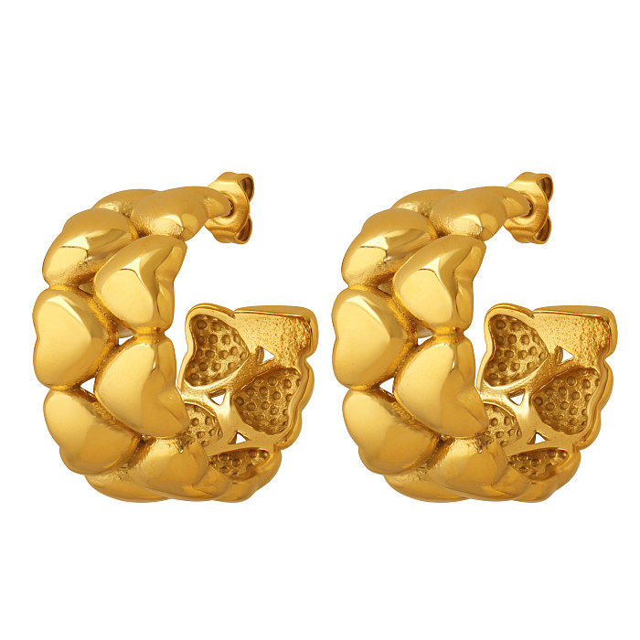 زوج واحد من أقراط الأذن المطلية بالذهب عيار 1 قيراط والمطلية بالذهب على شكل حرف C على الطراز البريطاني