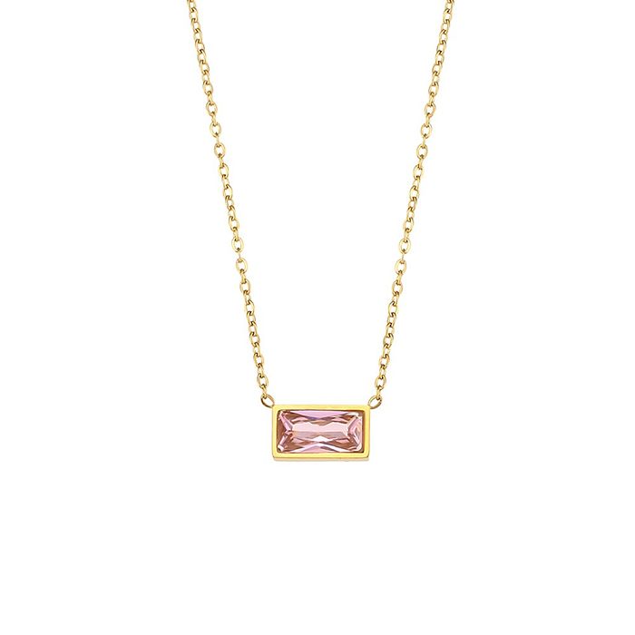 Vintage Style Classic Style Square Star Stainless Steel  Enamel Plating Inlay Zircon 18K Gold Plated Pendant Necklace