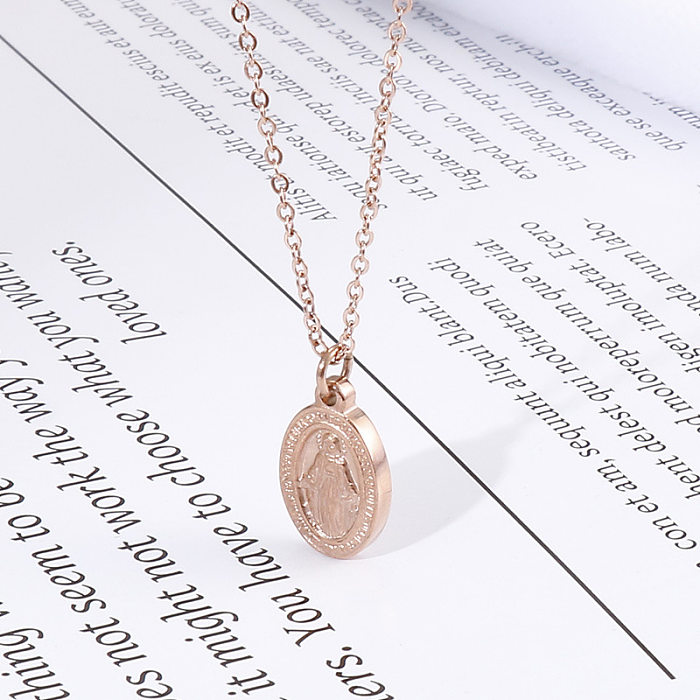 Factory Wholesale European And American New Stainless Steel  Prayer Portrait Virgin Mary Necklace Bracelet Foreign Trade Female Necklace