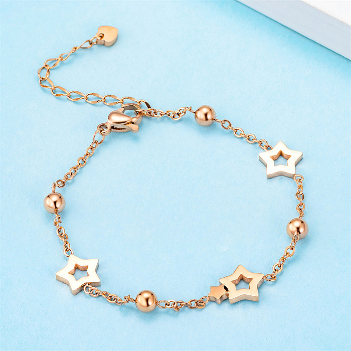 Casual Simple Style Classic Style Pentagram Stainless Steel Titanium Steel Polishing Plating Rose Gold Plated Gold Plated Bracelets