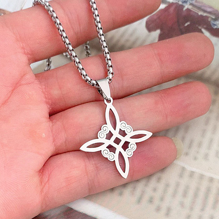 Foreign Trade New Irish Knot Cross Necklace European And American Popular Square Hollow Alloy Pendant Trend Necklace