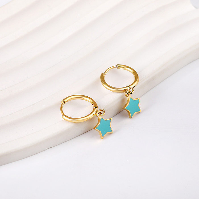 1 Pair Simple Style Star Plating Stainless Steel  Gold Plated Earrings