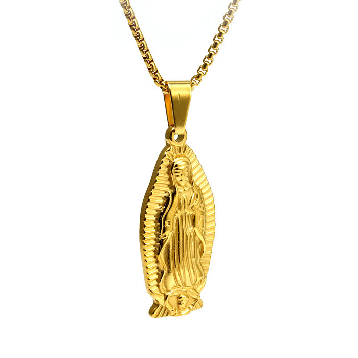 Ethnic Style Virgin Mary Stainless Steel  Plating Pendant Necklace
