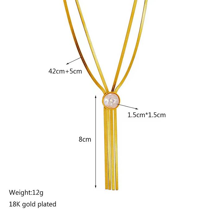Wholesale Elegant Round Tassel Stainless Steel 18K Gold Plated Artificial Pearls Necklace