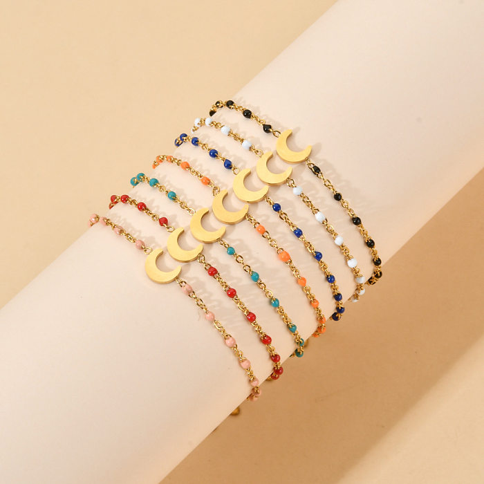 Bracelets plaqués émail en acier inoxydable Lune Bohème