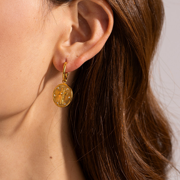 1 Paar IG-Stil-Ohrhänger aus Edelstahl mit 18-Karat-Vergoldung
