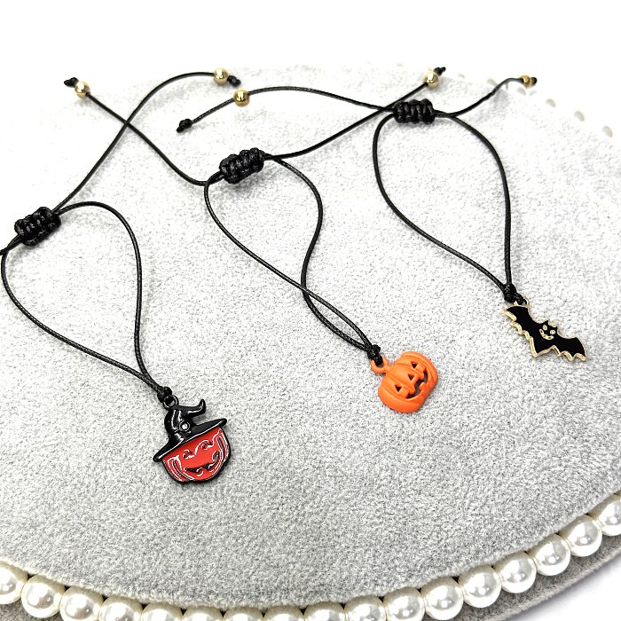 Exaggerated Handmade Funny Pumpkin Bat Skull Stainless Steel Bracelets