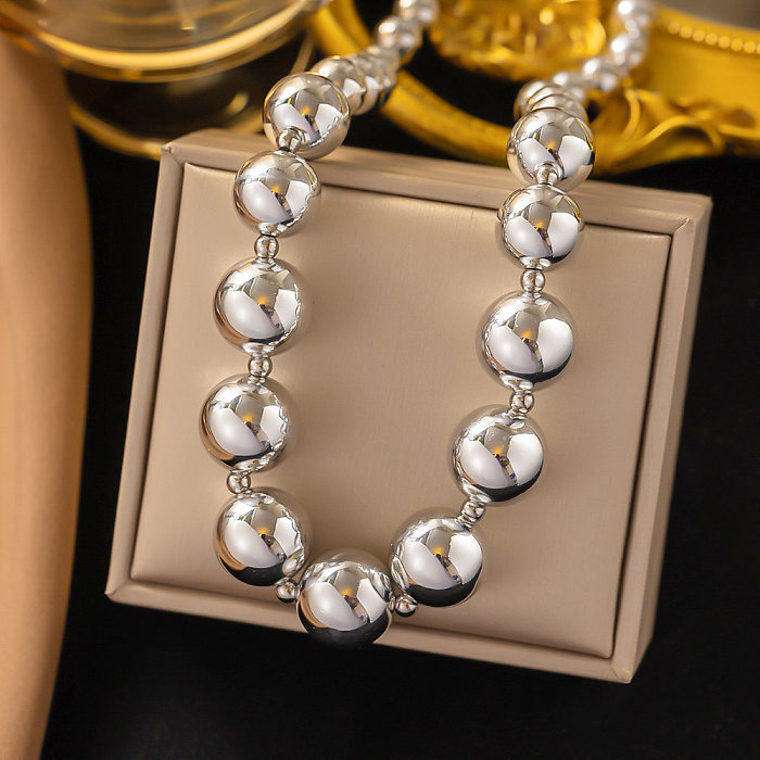 Exaggerated Cool Style Ball Stainless Steel  Plating Necklace