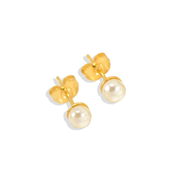 1 par de elegantes pendientes geométricos de acero inoxidable con incrustaciones de perlas artificiales