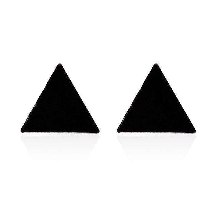 Estilo simples Triângulo Lua Coqueiro Aço Inoxidável Revestimento Assimétrico Ear Studs 1 Par