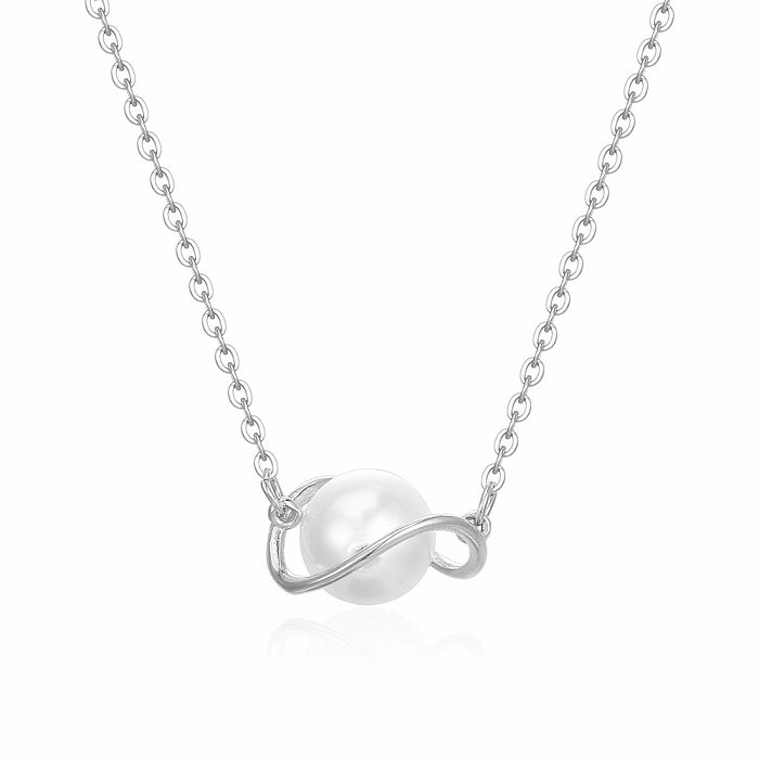 Schlichte, geometrische Halskette aus Edelstahl mit Perlenbeschichtung