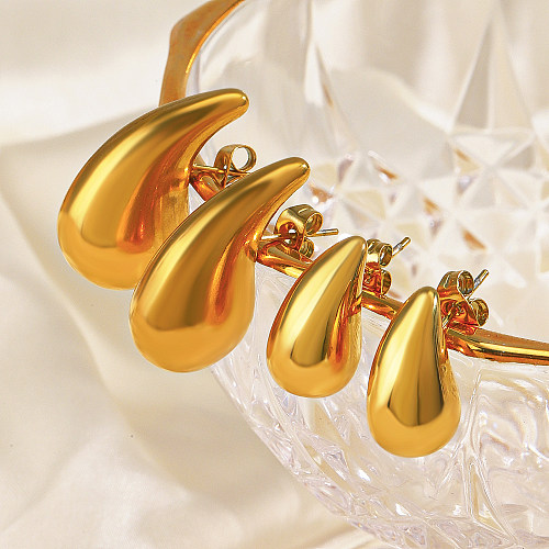 1 par de brincos de orelha banhados a ouro 18K de aço inoxidável com revestimento geométrico de estilo simples