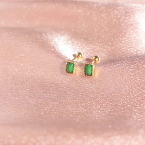1 Pair Simple Style Square Inlay Stainless Steel Gem Ear Studs