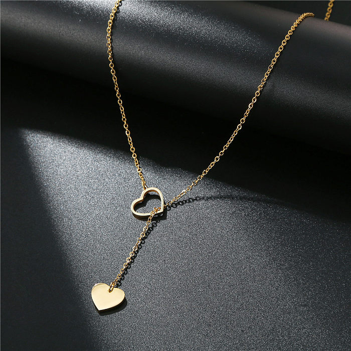 Collier pendentif Simple créatif en forme de cœur en acier inoxydable Simple