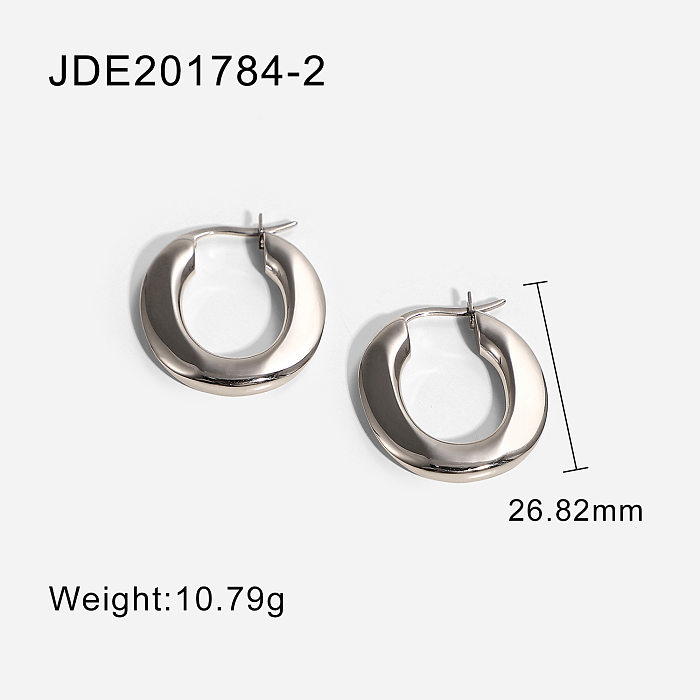 New Color-changing Waterproof Thick Earrings Women's Geometric Stainless Steel  Irregular U-shaped Oval Hoop Earrings