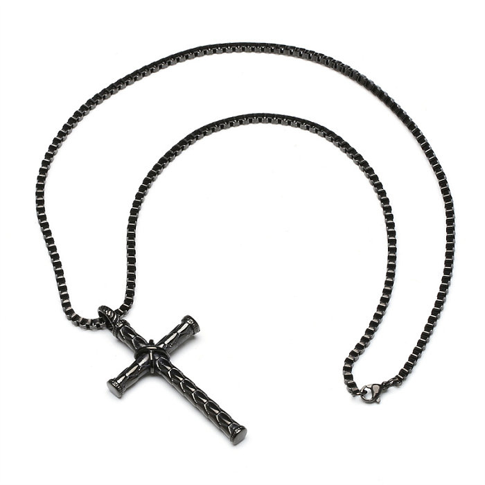 Collier rétro transfrontalier Amazon rétro en acier inoxydable, croix nouée, pendentif croix de personnalité hip hop