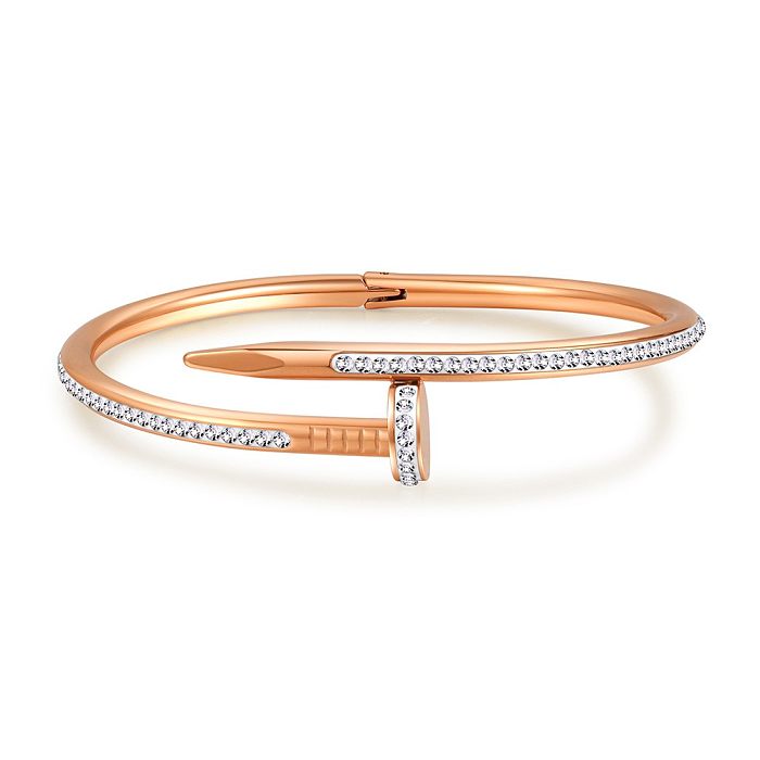 Casual Elegant Solid Color Titanium Steel Plating Inlay Zircon 18K Gold Plated Bangle