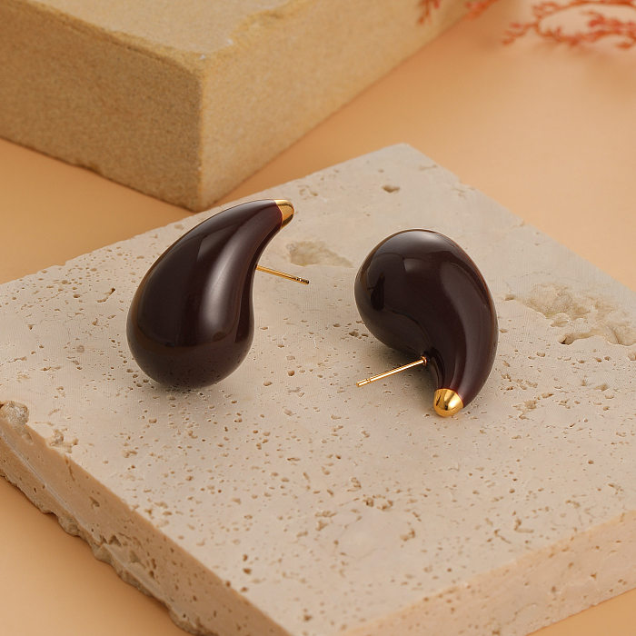 Gouttelettes d'eau plaquées en acier inoxydable, 1 paire, Style Simple, clous d'oreilles