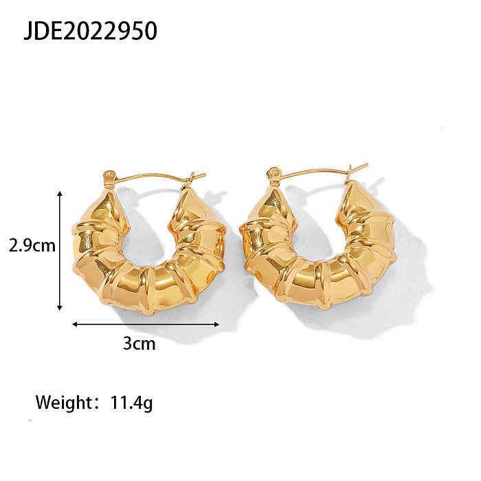 Simple Gold-plated Stainless Steel  Hollow Square Oval Earrings