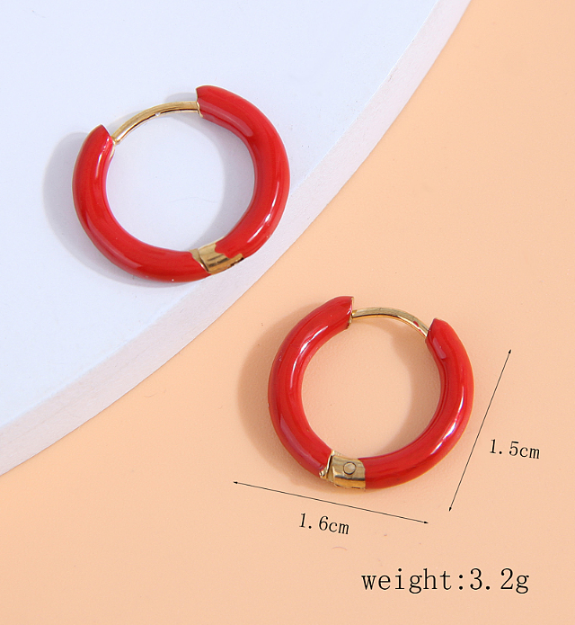 1 Pair Simple Style Round Stainless Steel  Hoop Earrings