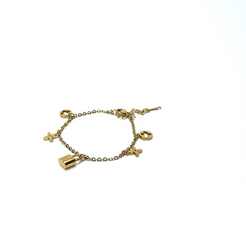 Cute Modern Style Flower Lock Stainless Steel Bracelets In Bulk