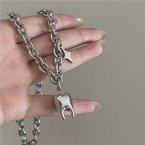Punk Style Tooth Shape Pendant Stainless Steel  Necklace Wholesale jewelry