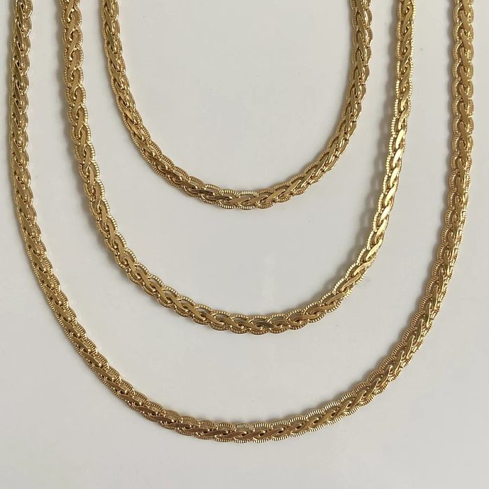 Lässige, einfarbige, 18 Karat vergoldete Halskette im IG-Stil aus Edelstahl
