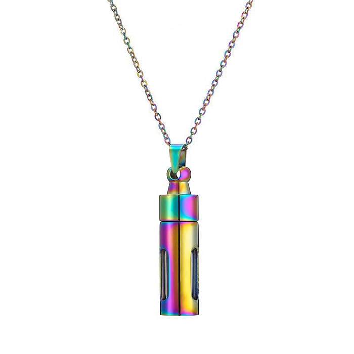 Retro Streetwear Perfume Bottle Stainless Steel  Glass Plating Pendant Necklace