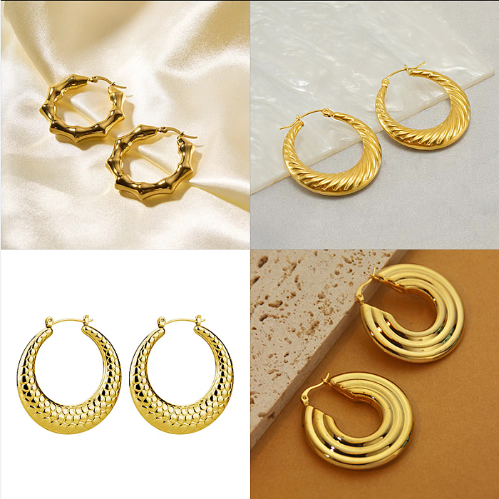 1 Pair Vintage Style Geometric Plating Stainless Steel  18K Gold Plated Earrings