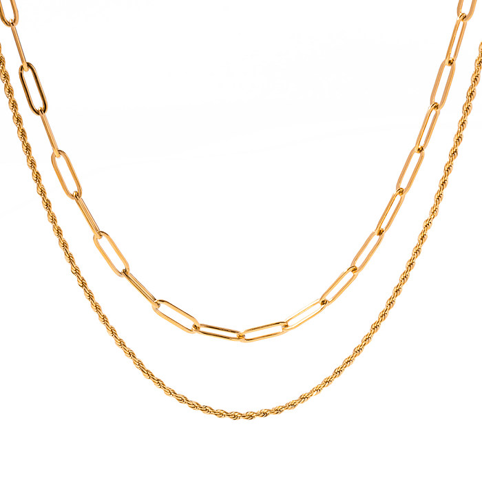 Collar chapado en oro de 18 quilates con revestimiento de acero inoxidable de color sólido estilo IG