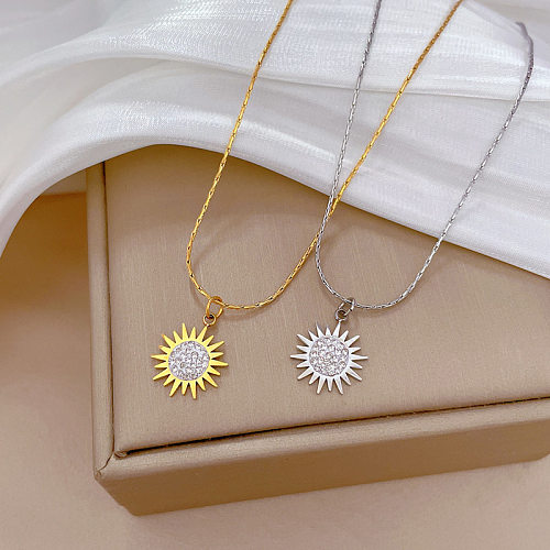Vintage Style Flower Stainless Steel Plating Pendant Necklace