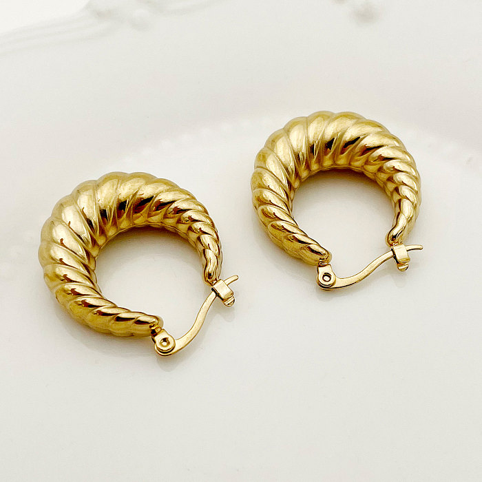 1 Pair Elegant Simple Style U Shape Twist Plating Stainless Steel  Gold Plated Earrings