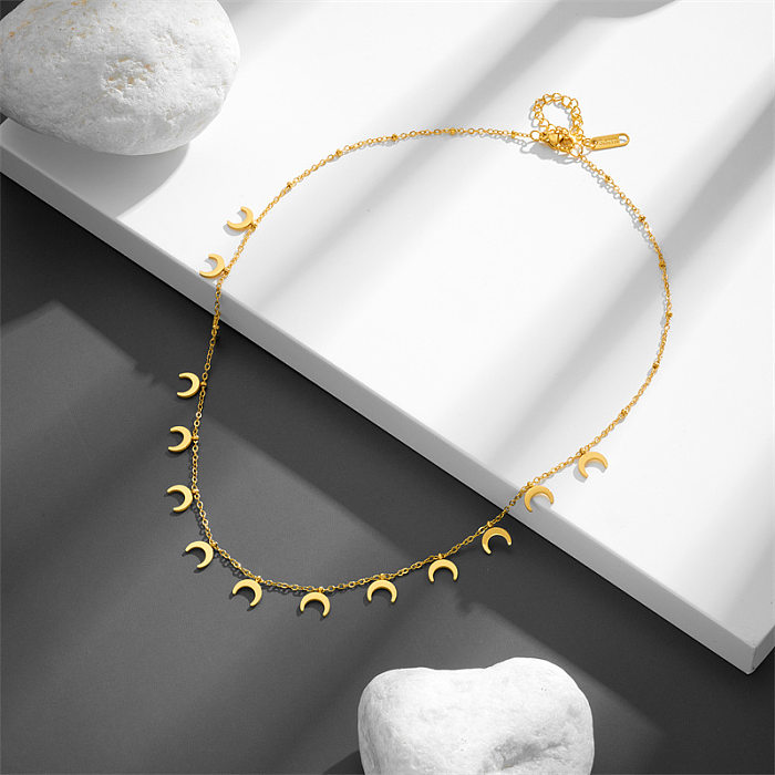 Simple Style Moon Stainless Steel Plating Necklace
