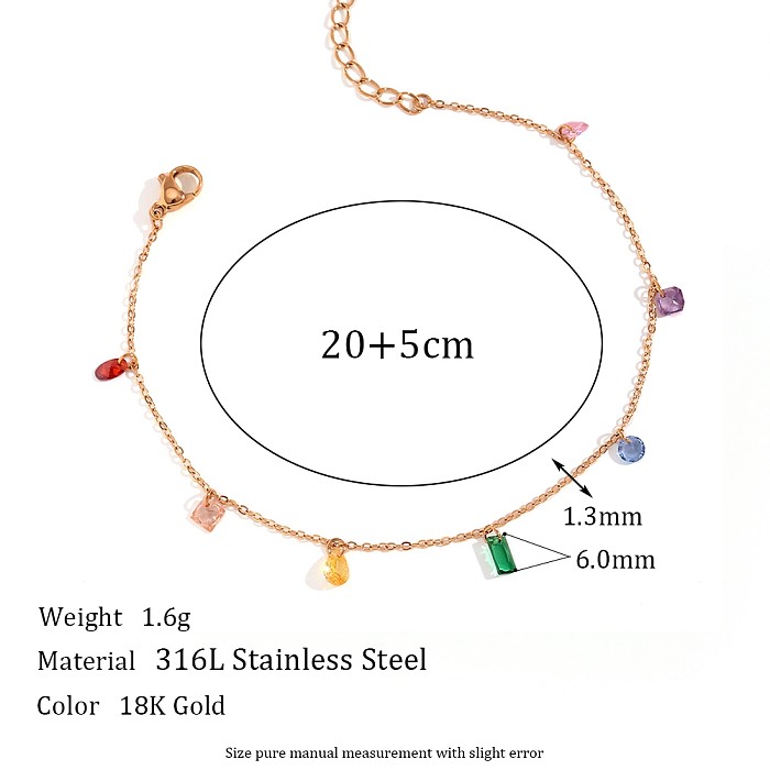 Sweet Simple Style Classic Style Color Block Stainless Steel  Plating Inlay Zircon 18K Gold Plated Pendant Necklace