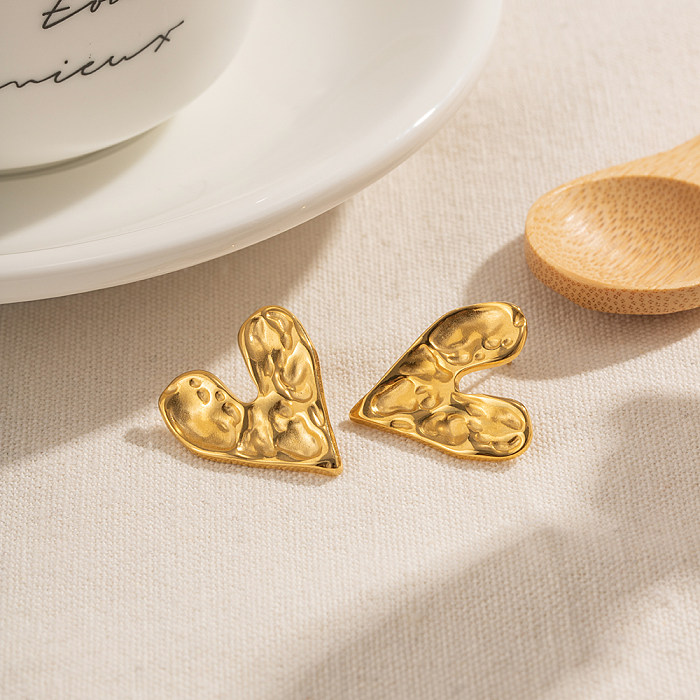 1 Pair IG Style Simple Style Heart Shape Plating Stainless Steel  18K Gold Plated Ear Studs