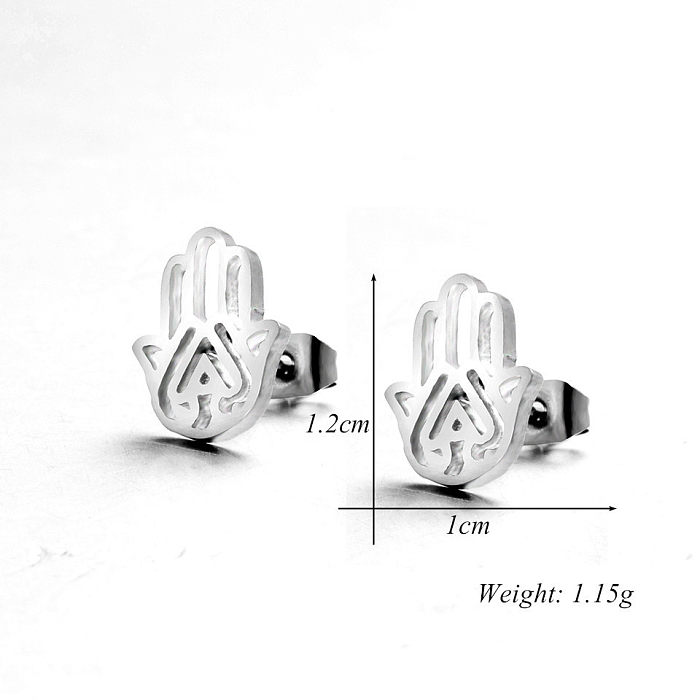 Simple Style Hand Of Fatima Stainless Steel  Plating Ear Studs 1 Pair