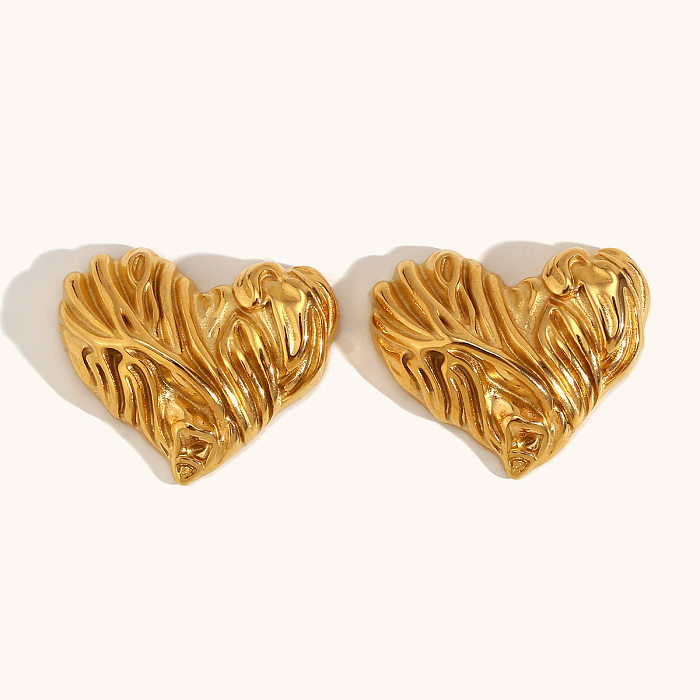 1 Pair Retro Lady Heart Shape Plating Stainless Steel  Ear Studs