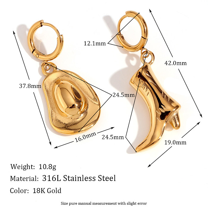 1 Pair Vintage Style Simple Style Hat Boots Asymmetrical Plating Stainless Steel  18K Gold Plated Drop Earrings