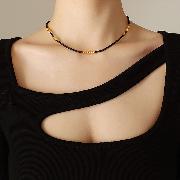 Fashion Simple Small Bead Geometric Lolita Clavicle Stainless Steel Necklace