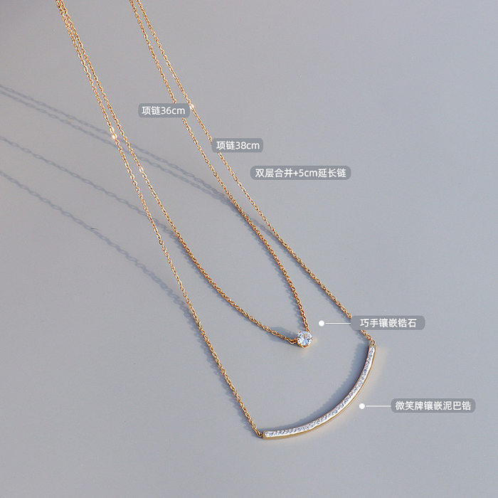 Simple Zircon Double Layered Necklace