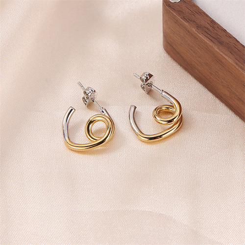 1 Pair Classic Style Commute Geometric Plating Stainless Steel  Gold Plated Ear Studs