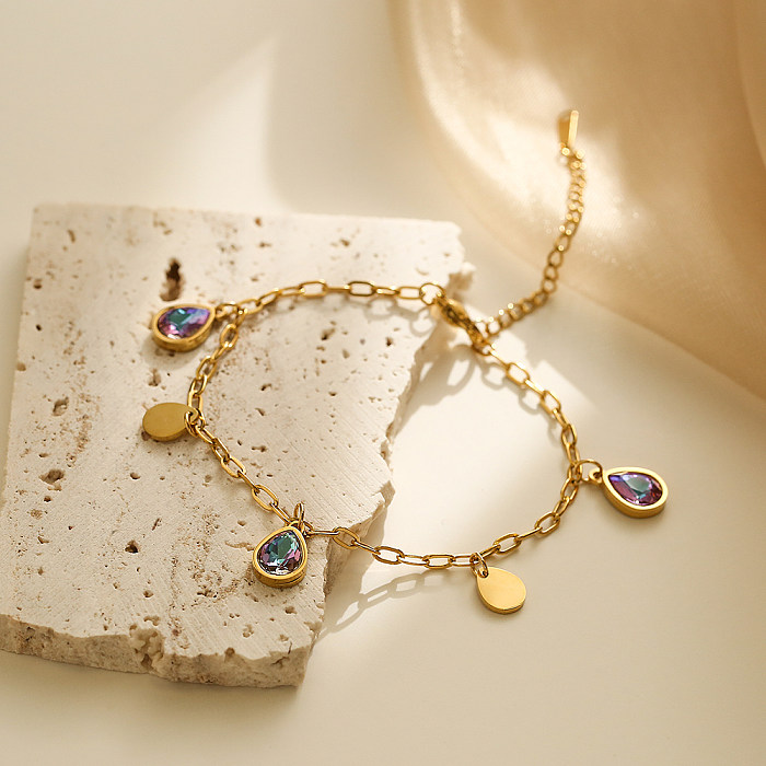 Bracelets en Zircon plaqué or 18 carats, style streetwear géométrique en titane et acier, en vrac