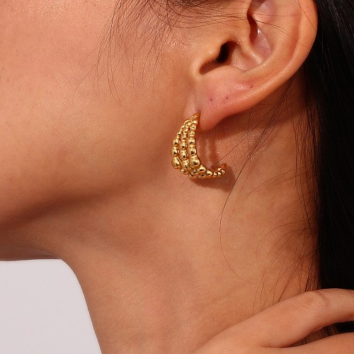 1 Pair Vintage Style Simple Style C Shape Stainless Steel  Plating 18K Gold Plated Ear Studs