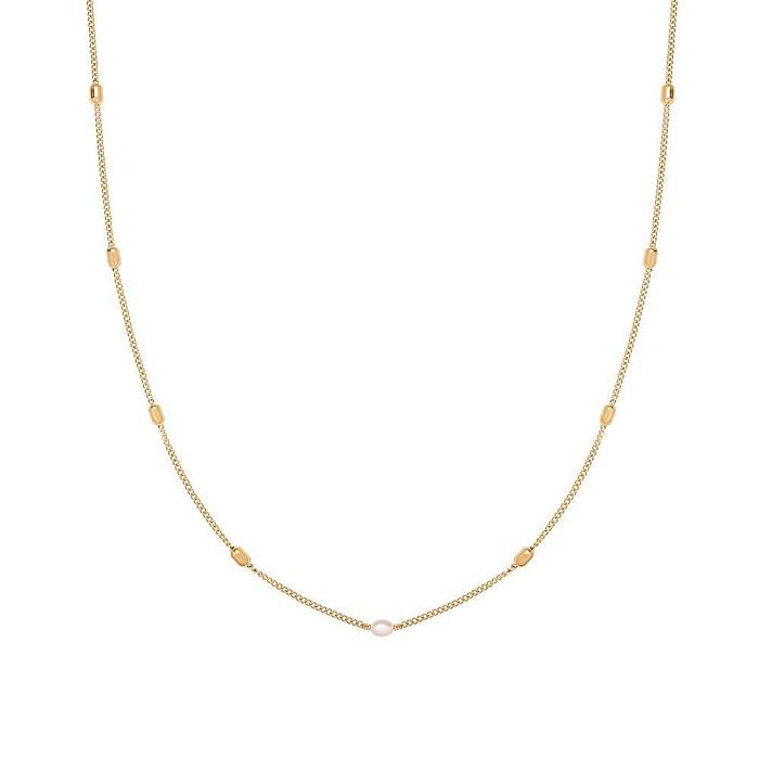 Simple Style Solid Color Stainless Steel Plating Gold Plated Necklace