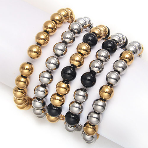Classic Style Round Stainless Steel Plating Bracelets