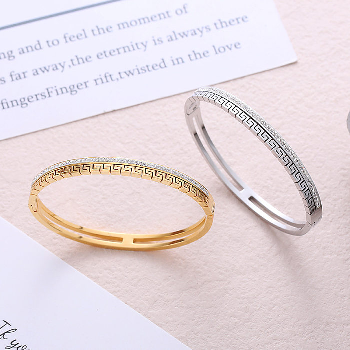 Bracelet en zircon en acier inoxydable géométrique de style simple en gros