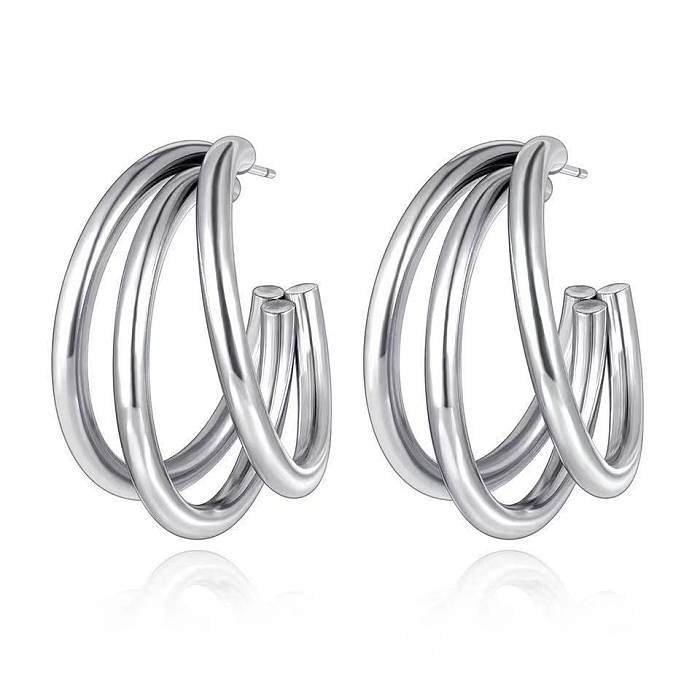 Fashion C Shape Stainless Steel  Plating Ear Studs 1 Pair
